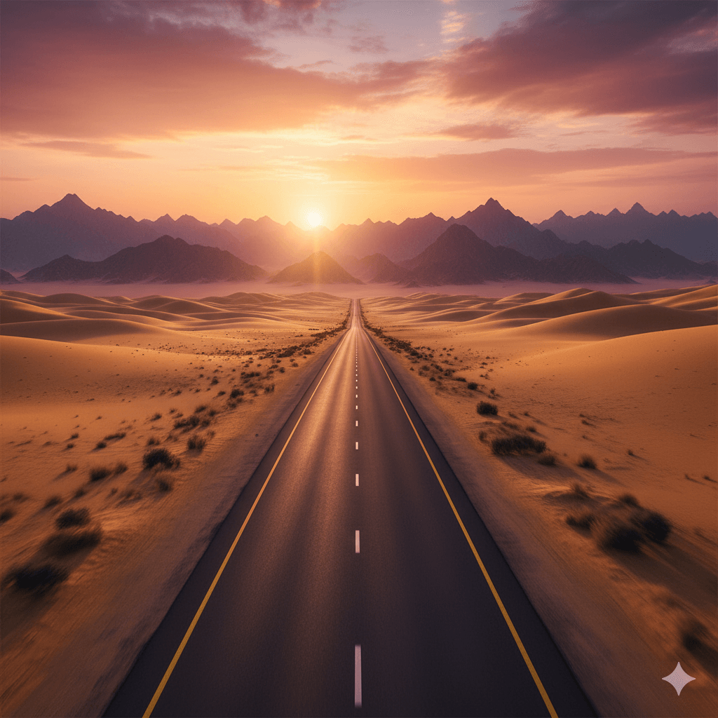 AI-generated image: The Jodhpur-Pali highway road trip route with Aravalli hills backdrop. Pali Rajasthan Travel Guide