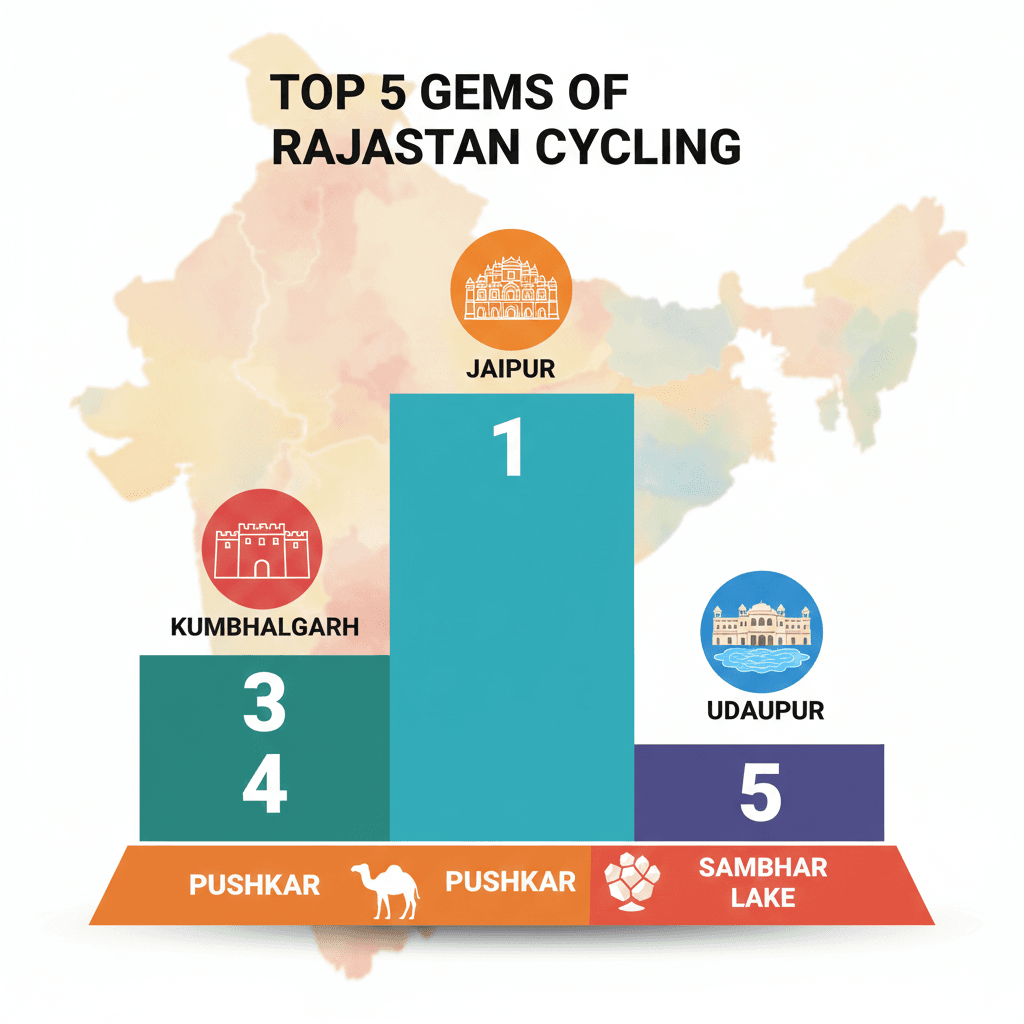 AI-generated graphic of top-rated gems on a Rajasthan cycle route.