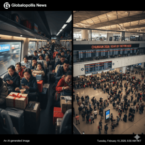 Al generated image of Chunyun 2026 travel rush of great travel rush 2026