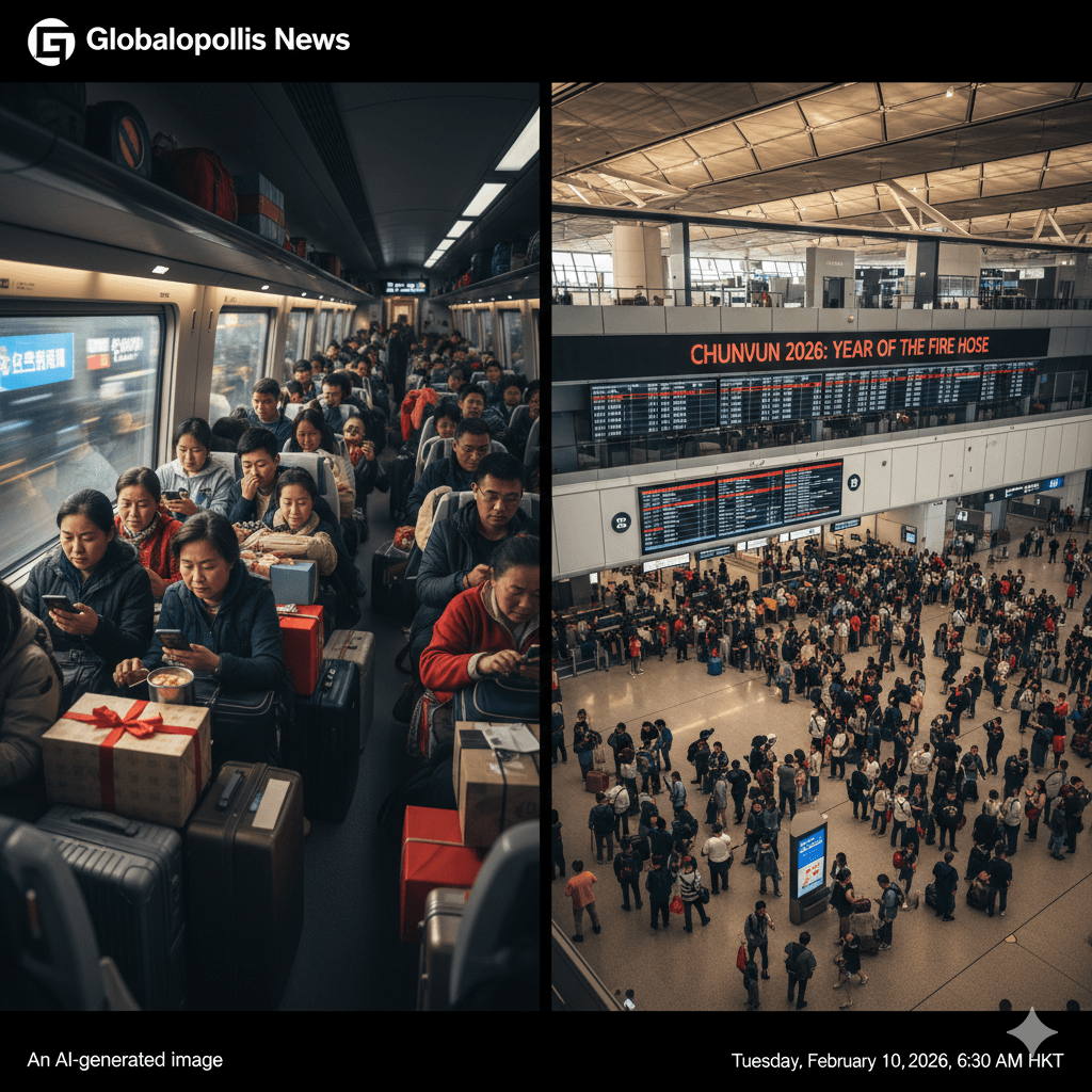 Al generated image of Chunyun 2026 travel rush of great travel rush 2026