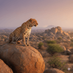 ai generated image: Majestic Jawai leopard resting on a granite rock, symbolizing the unique Jawai Leopard Safari 2026 experience in Rajasthan