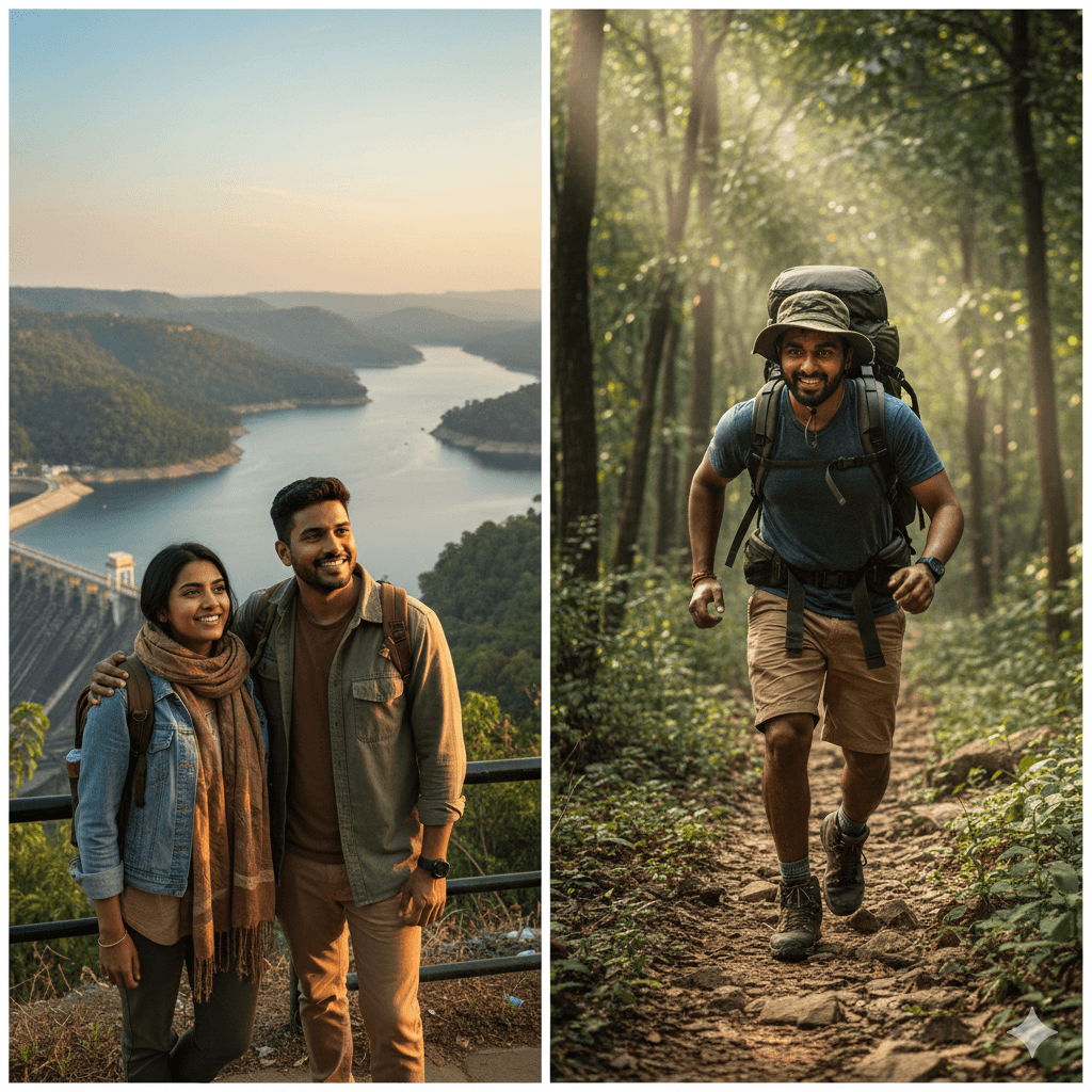 AI-generated collage of diverse travelers in Rajasthan.