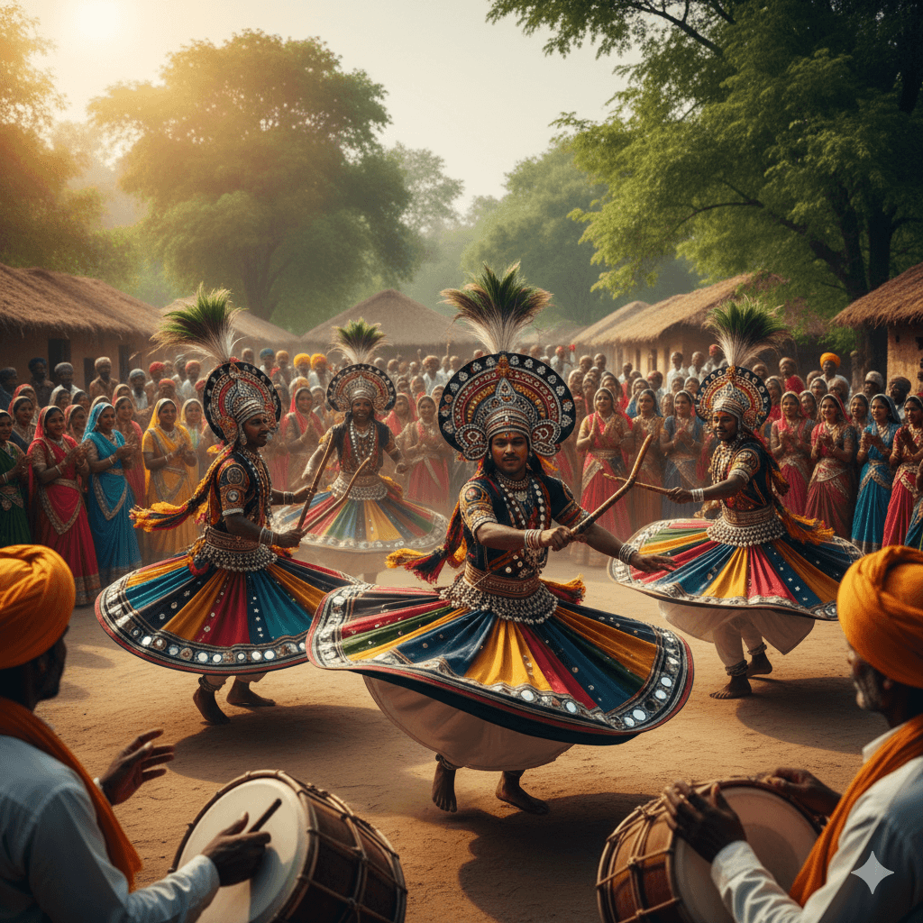 AI-generated photo of Rajasthani tribal folk dancers. Pratapgarh Rajasthan Travel Guide