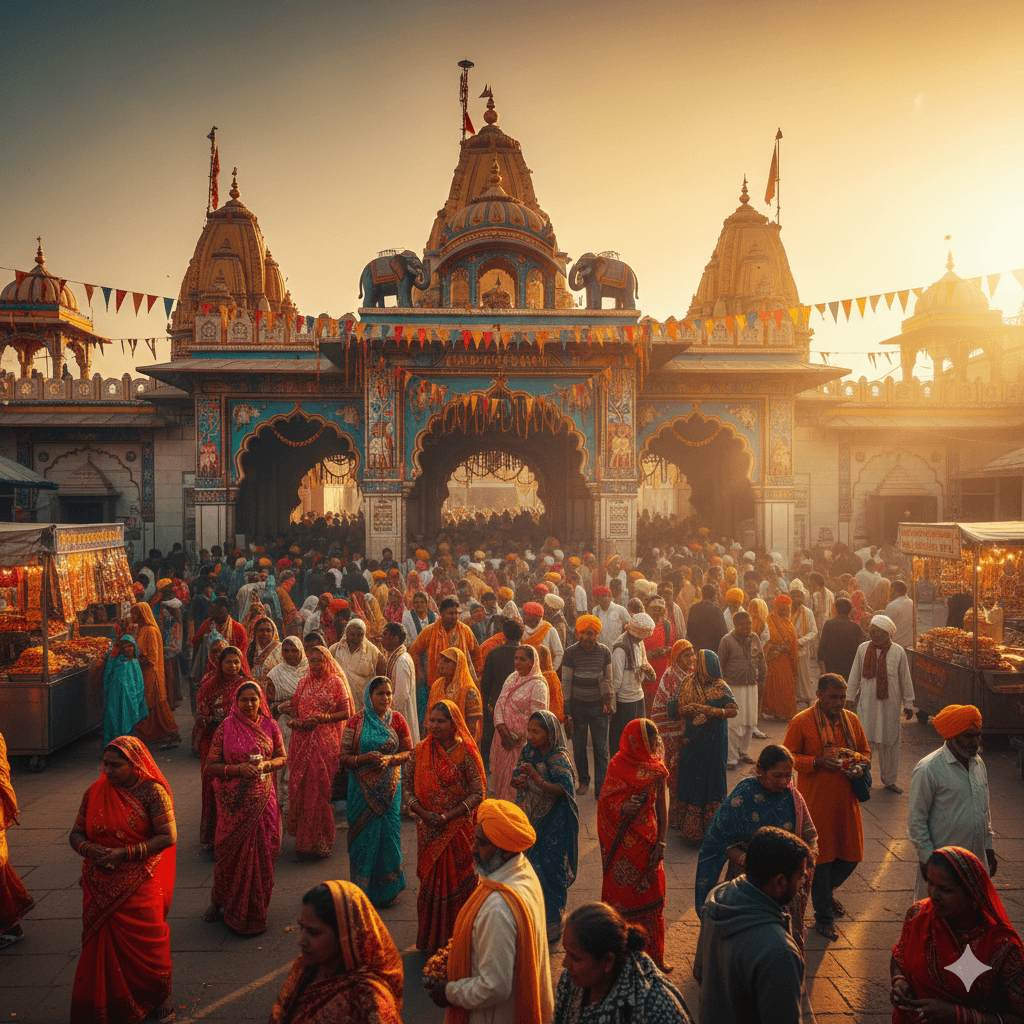 AI generated image of the Salasar Balaji temple entrance, a popular nearby attraction in the Shekhawati region.