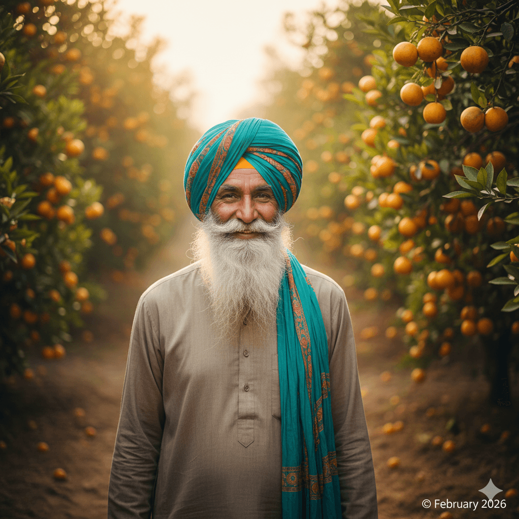 AI generated portrait of a local resident representing the culture and people of Sri Ganganagar. 