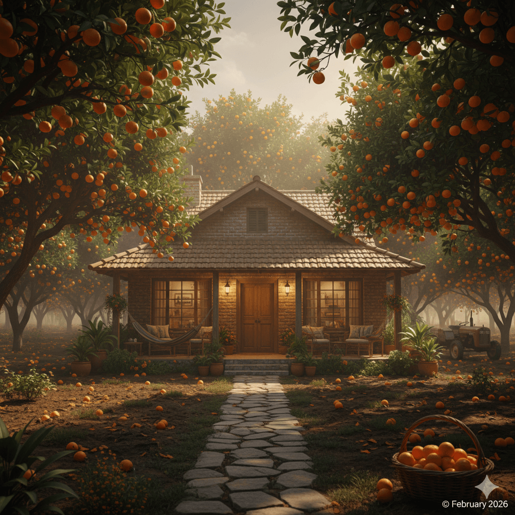 AI generated image of a luxury farm stay in Sri Ganganagar, highlighting agritourism in Rajasthan.