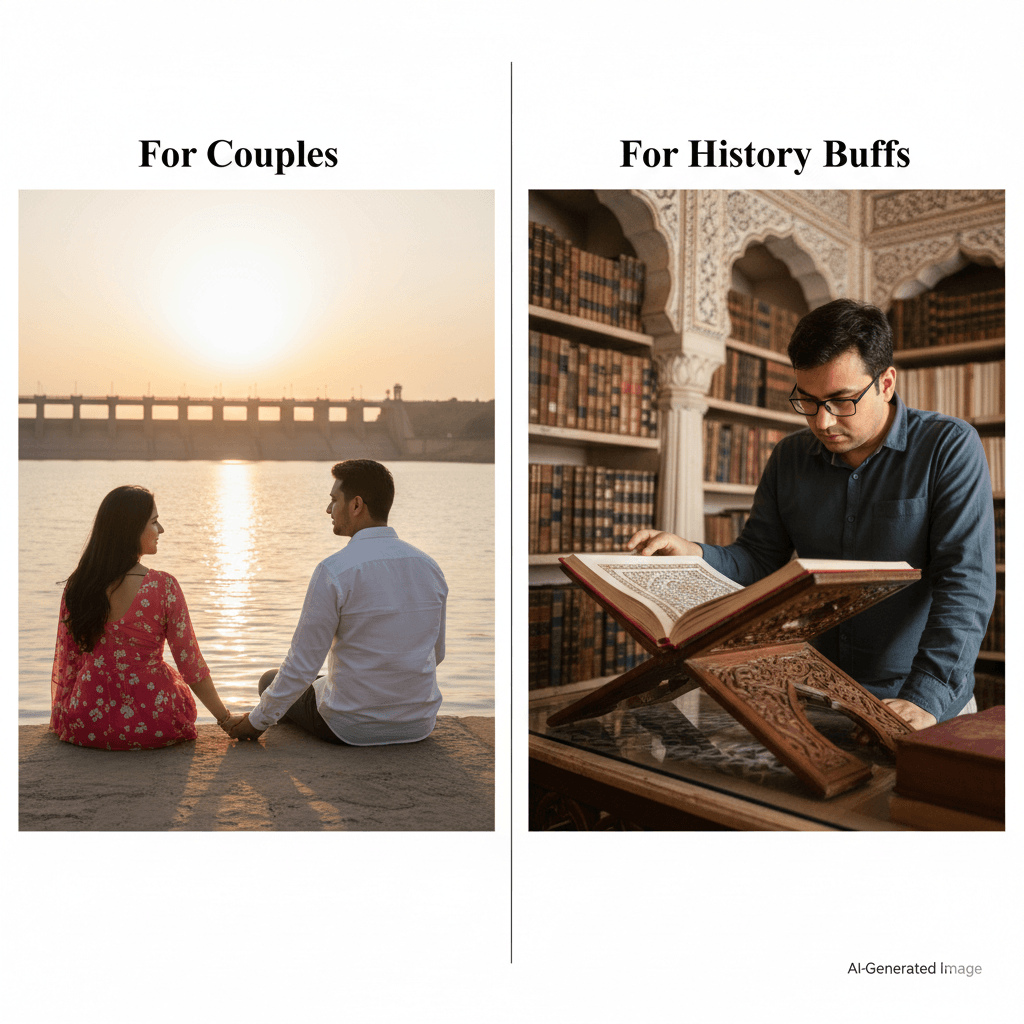 AI generated image showcasing various attractions for different traveler interest groups in Tonk.